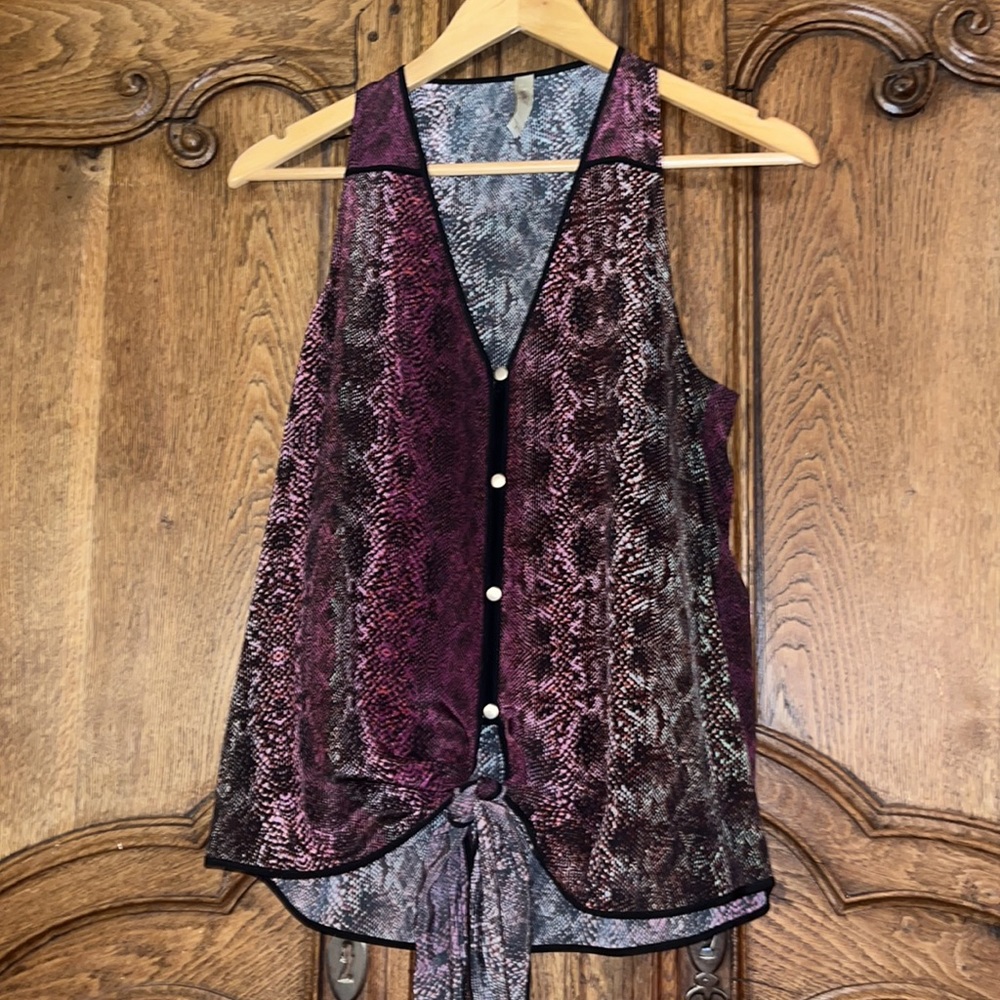 Rory Beca Silk Snakeskin Tie Front Top
